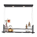 Steinhauer Luminaria colgante TØR de 6 llamas, con estante IP20, negro mate regulable