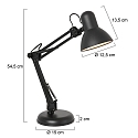 Mexlite Luminaria de mesa STUDY inclinable E27 IP20, negro