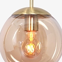 pendant luminaire BOLLIQUE round E27 IP20, amber, brass, black dimmable