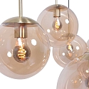 pendant luminaire BOLLIQUE 6 flames E27 IP20, amber, brass, black dimmable