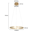 Luminaria colgante RINGLUX LED IP20, dorado regulable