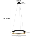 Steinhauer Luminaria colgante RINGLUX IP20, negro regulable