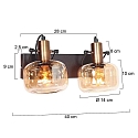 Steinhauer wall luminaire GLASLIC 2 flames, swivelling, rotatable E27 IP20, bronze, black dimmable