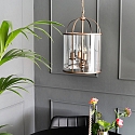 Steinhauer Steinhauer Pendant luminaire PIMPERNEL, 4 flames, glass, bronze
