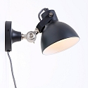 Mexlite Luminaria de pared CERA con interruptor, con enchufe, ajustable E27 IP20, negro mate regulable