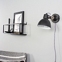 Mexlite Luminaria de pared CERA con interruptor, con enchufe, ajustable E27 IP20, negro mate regulable