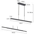 Steinhauer Luminaria colgante ZELENA / 80-140CM Arriba-Abajo, CCT Switch, ajustable, con regulador t�ctil IP20, negro mate regulable