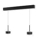 Luminaria colgante PUK! PRO 120 MOTION de 2 llamas IP20, cromo, negro mate regulable