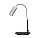 Luminaria de mesa NEO! TABLE (LV) con brazo flexible, enfocable IP20, aluminio, negro mate, plata regulable