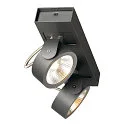 SLV Luminaria de pared y techo KALU LED 2 de 2 llamas, giro cardánico IP20, negro regulable