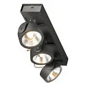 SLV Luminaria de pared y techo KALU LED 3 de 3 llamas, lang, giro cardánico IP20, negro regulable