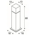 SLV Luminaria de pie para exteriores SQUARE POLE 60 medio E27 IP44, acero inoxidable regulable