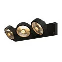 SLV Luminaria de pared y techo KALU CW TRIPLE QPAR111 de 3 llamas, giro cardánico, con portalámpara GU10 IP20, negro