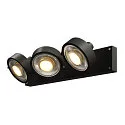 SLV Luminaria de pared y techo KALU CW TRIPLE QPAR111 de 3 llamas, giro cardánico, con portalámpara GU10 IP20, negro