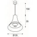 SLV Luminaria colgante BATO 35 PD pequeño, redondo E27 IP20, latón cepillado, negro regulable