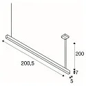 SLV LED Pendant luminaire GLENOS, 200cm, UGR, 103W 4000K, black matt