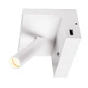 SLV Luminaria de pared KARPO BEDSIDE con conexión USB IP 20, blanco regulable