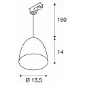 Luminaria colgante trifásica PARA CONE 14 abajo, redondo, incl. adaptador trifásico GU10 IP20, negro 