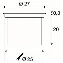 SLV Luminaria empotrable en suelo DASAR 270 LED redondo, asimétrico, pasable IP65 / IP67, acero inoxidable 