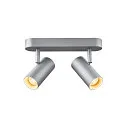 Luminaria de techo NOBILO II LED de 2 llamas, cilíndrico, giro cardánico, gris plateado regulable
