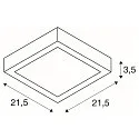 SLV LED Wall / Ceiling luminaire SENSER 24 CW, square, 15W, 1200lm, IP20, white, 3000K