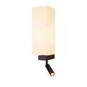 Luminaria de pared QUADRASS SPOT con punto LED E27, lechoso, negro