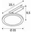 SLV LED 1-phase spot PANEL TRACK, round, 20cm, 18W, 3000K, white
