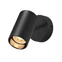 SLV Luminaria de pared y techo ASTO TUBE CW SINGLE de 1 llama, redondo, giro cardánico GU10 IP20, negro regulable