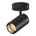 SLV Luminaria de pared y techo ASTO TUBE CW SINGLE de 1 llama, redondo, giro cardánico GU10 IP20, negro regulable