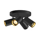 SLV Luminaria de pared y techo ASTO TUBE CW QUADRUPLE de 4 llamas, redondo, giro cardánico GU10 IP20, negro regulable