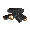 SLV Luminaria de pared y techo ASTO TUBE CW QUADRUPLE de 4 llamas, redondo, giro cardánico GU10 IP20, negro regulable