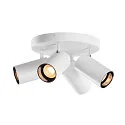 SLV Luminaria de pared y techo ASTO TUBE CW QUADRUPLE de 4 llamas, redondo, giro cardánico GU10 IP20, blanco regulable