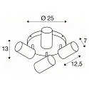 SLV Luminaria de pared y techo ASTO TUBE CW QUADRUPLE de 4 llamas, redondo, giro cardánico GU10 IP20, blanco regulable