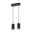 Luminaria colgante ASTO TUBE de 2 llamas, rígido, lang GU10 IP20, negro regulable