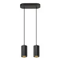 Luminaria colgante ASTO TUBE de 2 llamas, rígido, lang GU10 IP20, negro regulable