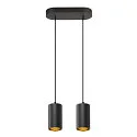 Luminaria colgante ASTO TUBE de 2 llamas, rígido, lang GU10 IP20, negro regulable