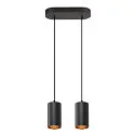 Luminaria colgante ASTO TUBE de 2 llamas, rígido, lang GU10 IP20, negro regulable
