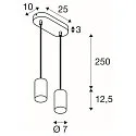 Luminaria colgante ASTO TUBE de 2 llamas, rígido, lang GU10 IP20, negro regulable