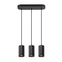 SLV Luminaria colgante ASTO TUBE de 3 llamas, rígido, lang GU10 IP20, negro regulable