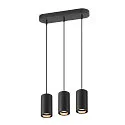 SLV Luminaria colgante ASTO TUBE de 3 llamas, rígido, lang GU10 IP20, negro regulable