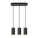 SLV Luminaria colgante ASTO TUBE de 3 llamas, rígido, lang GU10 IP20, negro regulable