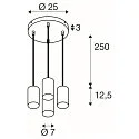 SLV Luminaria colgante ASTO TUBE de 4 llamas, redondo, rígido GU10 IP20, negro regulable