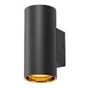 SLV Luminaria de pared ASTO TUBE abajo, de 1 llama, cilíndrico, rígido GU10 IP20, negro regulable