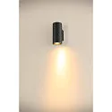 SLV Luminaria de pared ASTO TUBE abajo, de 1 llama, cilíndrico, rígido GU10 IP20, negro regulable