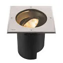 SLV floor recessed luminaire DASAR® L square, swivelling, DALI controllable, passable IP65 / IP67, stainless steel dimmable