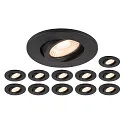 Luminaria empotrable para techos UNIVERSAL DOWNLIGHT MOVE PHASE giratorio, juego de 12 IP20, negro regulable