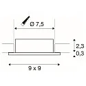 SLV recessed ceiling ring NEW TRIA® 75 square, aluminium