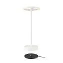 SLV battery table lamp VINOLINA ONE with touch dimmer, ring shape, with charging station IP54, white dimmable