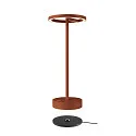 SLV battery table lamp VINOLINA ONE with touch dimmer, ring shape, with charging station IP54, rust dimmable