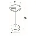 SLV battery table lamp VINOLINA ONE with touch dimmer, ring shape, with charging station IP54, black dimmable